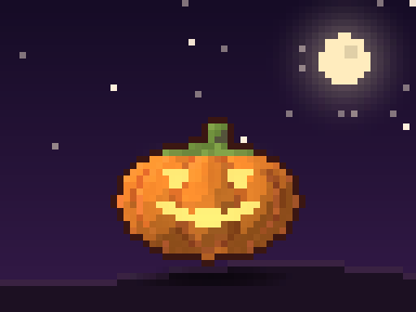 An animated pixel-art terminal pane in which the companion bobs on a night-sky stage and reacts as commits land.